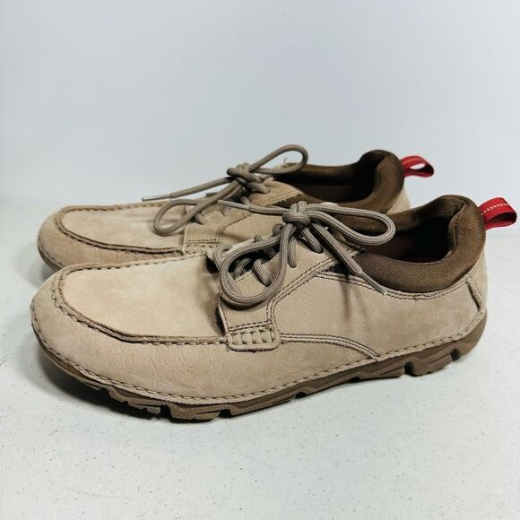 Rockport Shoes Mens 9,5 Khaki Tan Nubuck Leather Slip On Loafer - Picture 3 of 7